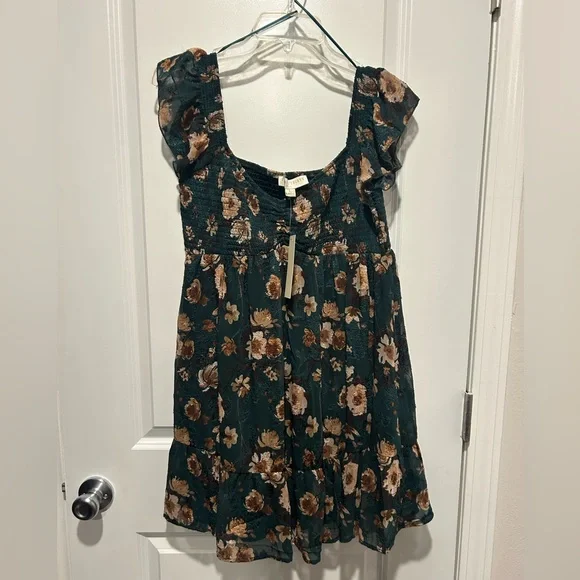 Thirty/Thirty Green Floral Dress NWT Sz L - Picture 2 of 4